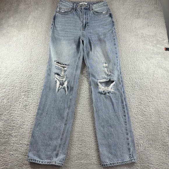Pacsun Jeans Womens 27 90s Boyfriend Retro Wide Leg Distress High Rise - Picture 1 of 11